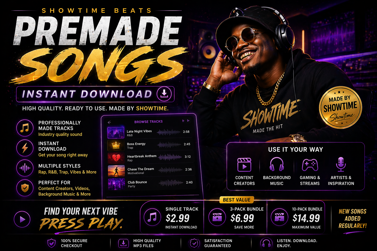 Showtime Beats – Premade Songs (Instant Download)