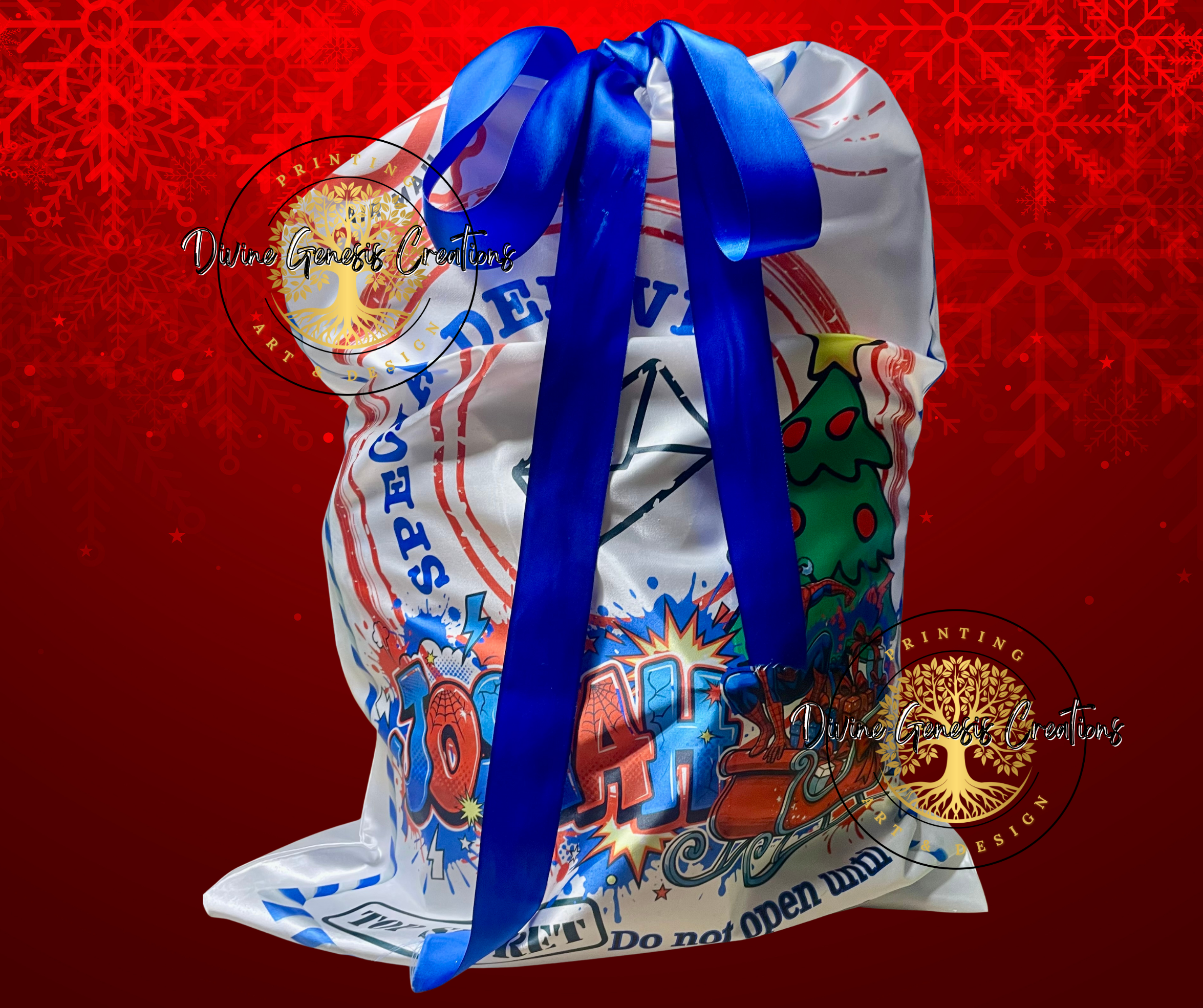 Personalized Satin Santa Sack Gift Set – Custom Blanket, Treat Card, Mug & Holiday Goodies