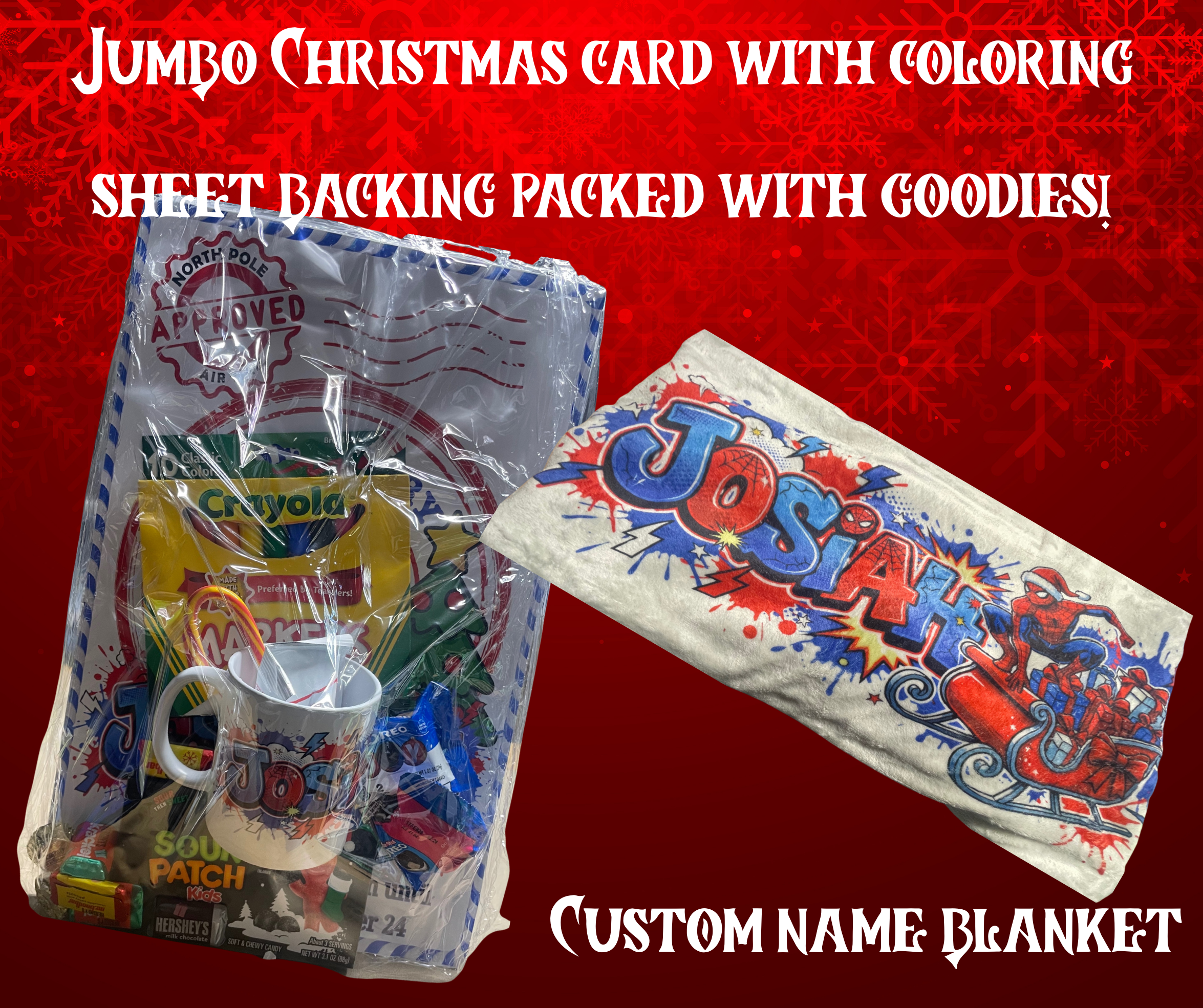 Personalized Satin Santa Sack Gift Set – Custom Blanket, Treat Card, Mug & Holiday Goodies