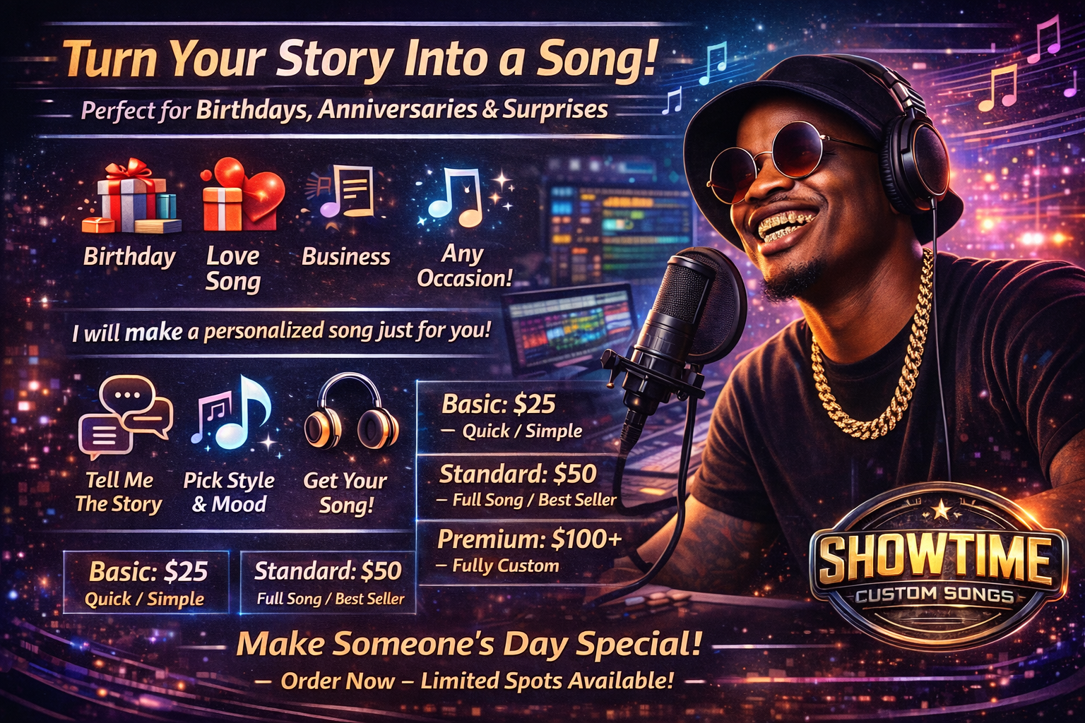 Showtime Custom Songs – Personalized Song Just for You