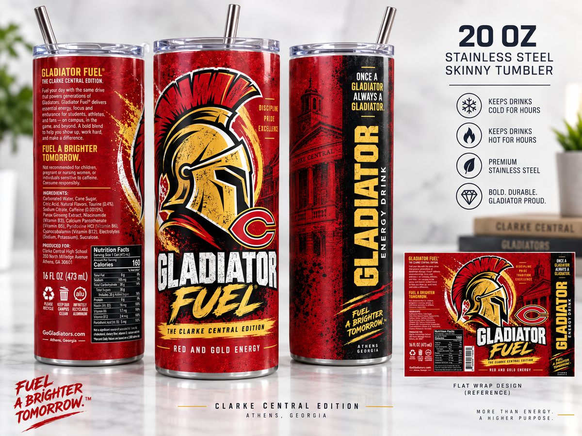 Gladiator Fuel Clarke Central Edition 20 oz Stainless Steel Skinny Tumbler