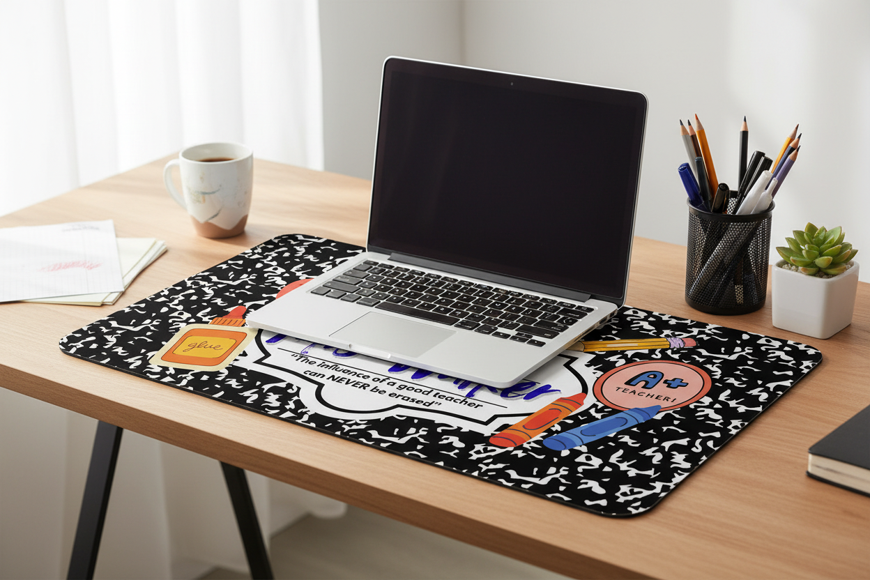 Teacher Composition Book Desk Mat | Custom Name Mousepad & Deskmat