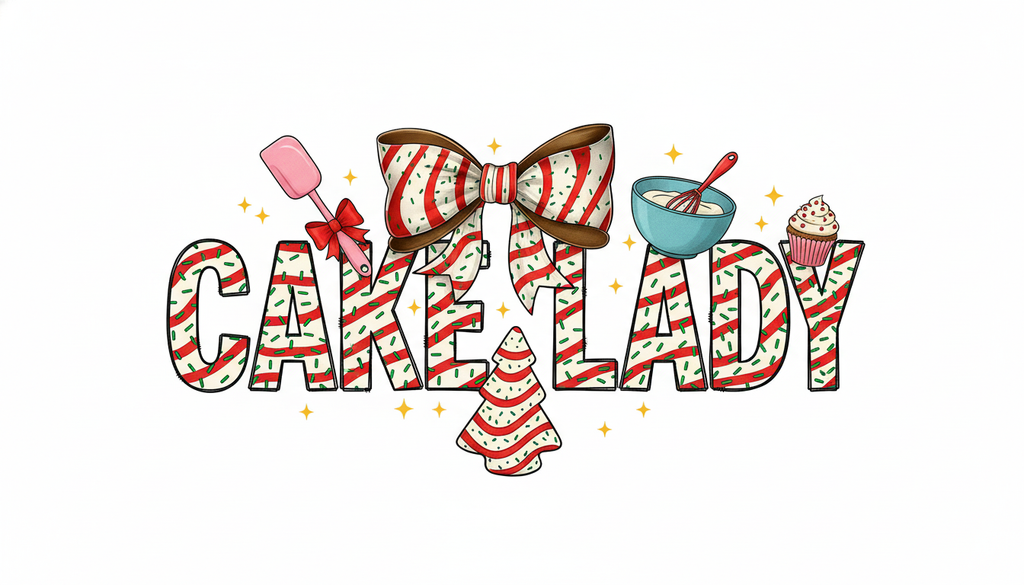 Cake Lady Christmas Tree Cake Design • Festive Christmas Snack Cake Graphic